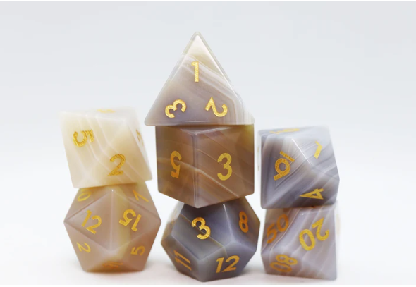 Gray Agate - Gemstone engraved with gold